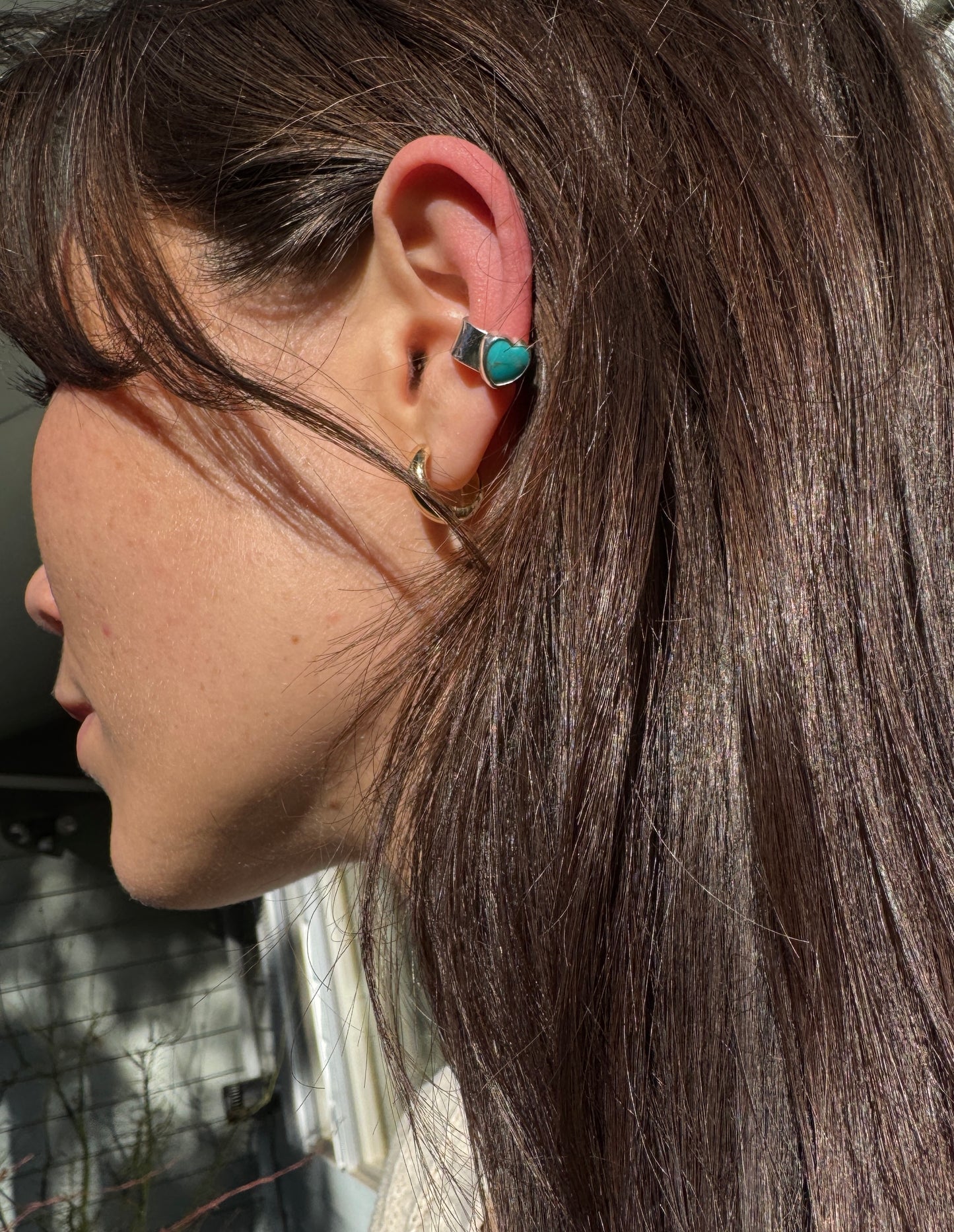 Turquoise Heart Ear Cuff