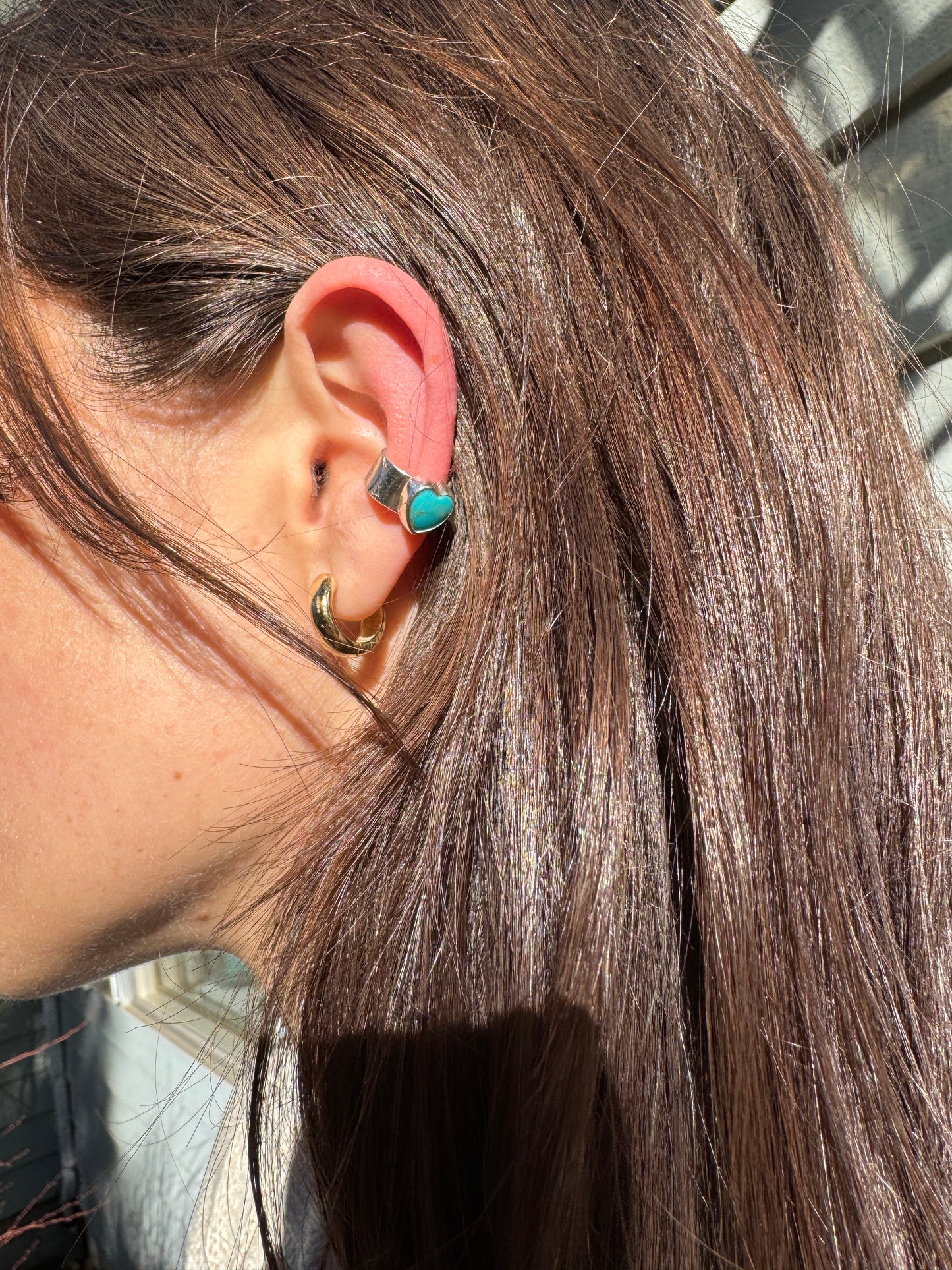 Turquoise Heart Ear Cuff