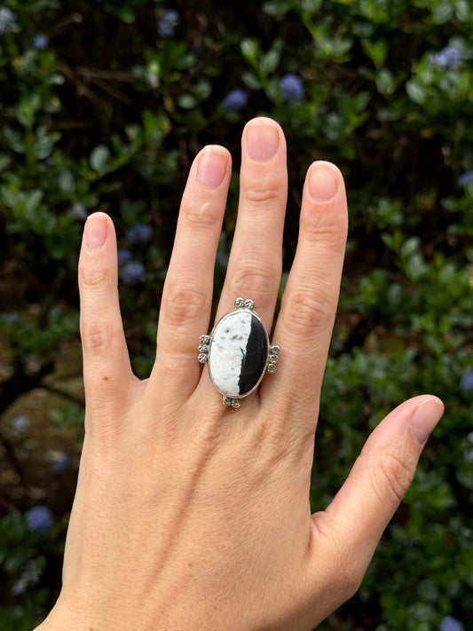 White Buffalo Oval Ring