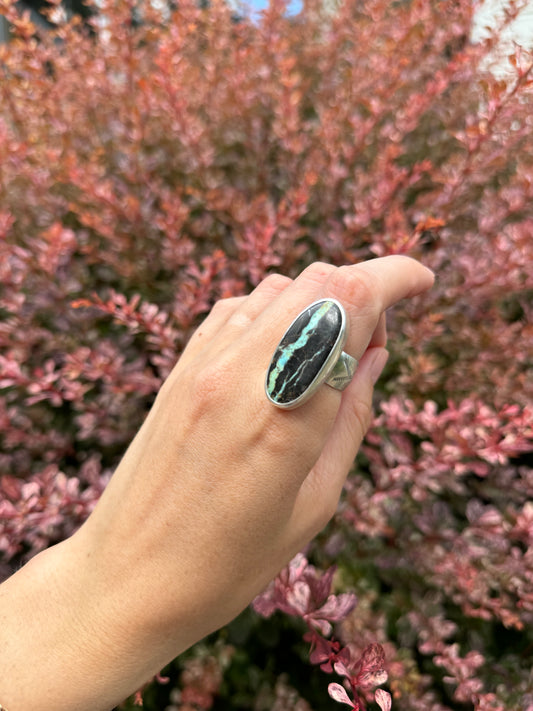 Blackjack Turquoise Ring with Wide Band