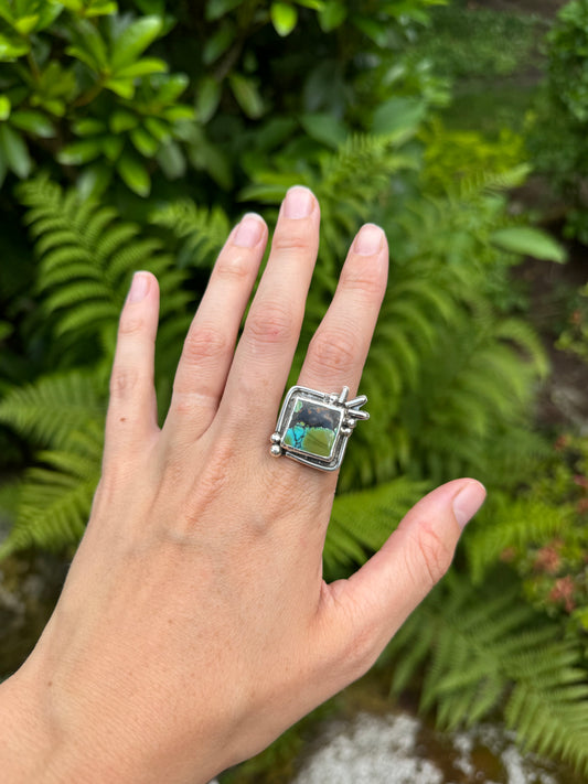 Abstract Funky Turquoise Ring