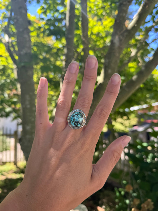 Hand Stamped Turquoise Ring