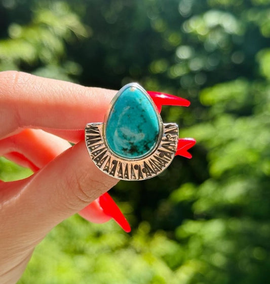 Kingman Turquoise Shield Ring